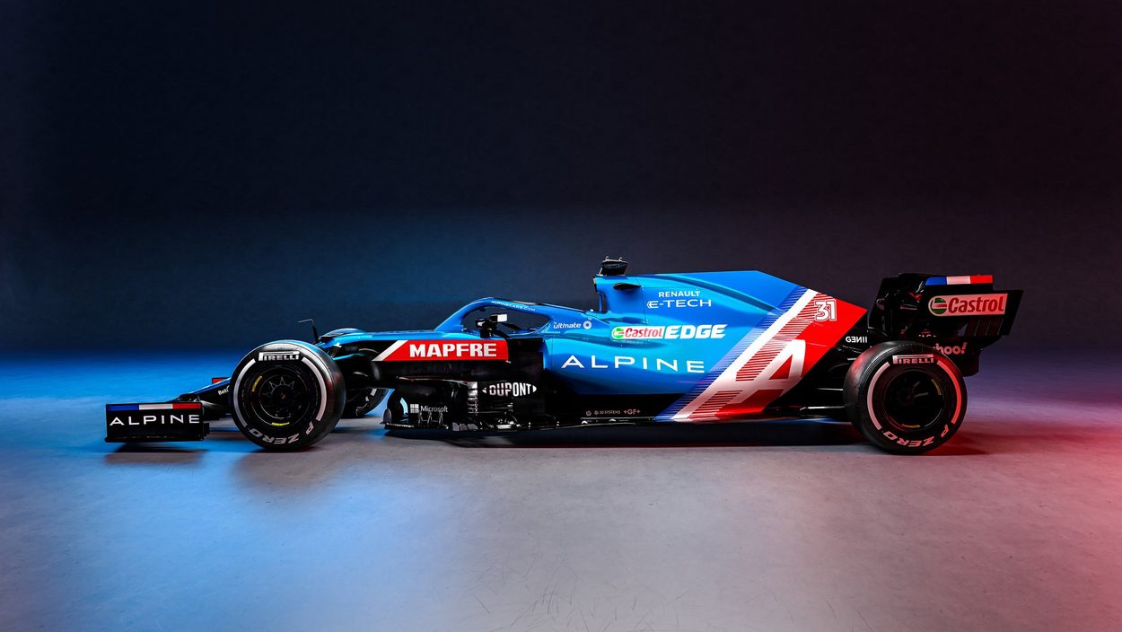 Das Auto des neuen Alpine-Teams kommt in blau, weiß und rot daher.