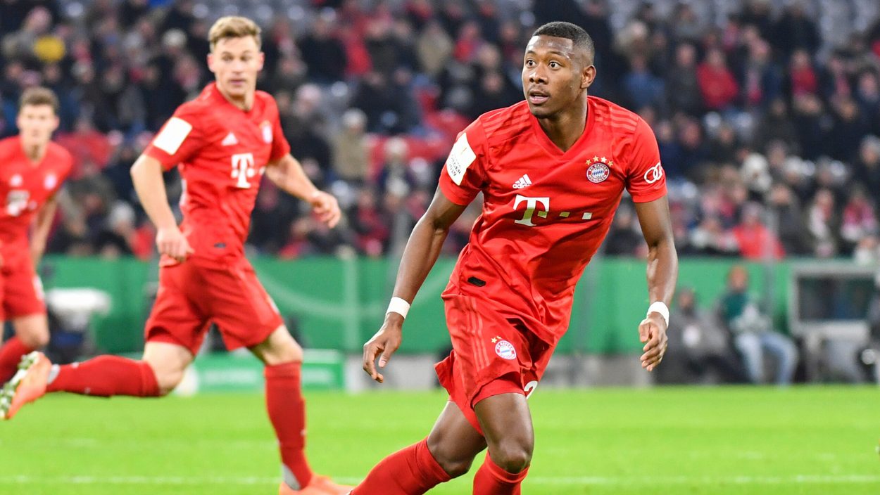 MUNICH,GERMANY,05.FEB.20 - SOCCER - DFB Pokal, round of sixteen, FC Bayern Muenchen vs TSG 1899 Hoffenheim. Image shows David Alaba (Bayern). Photo: GEPA pictures/ Ulrich Gamel - DFL regulations prohibit any use of photographs as image sequences and/or quasi-video
