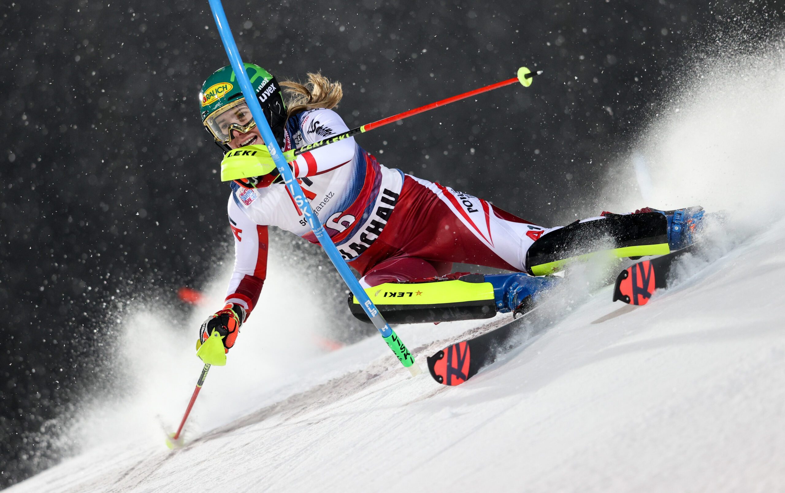 FLACHAU,AUSTRIA,12.JAN.21 - ALPINE SKIING - FIS World Cup, slalom, ladies. Image shows Katharina Liensberger (AUT).