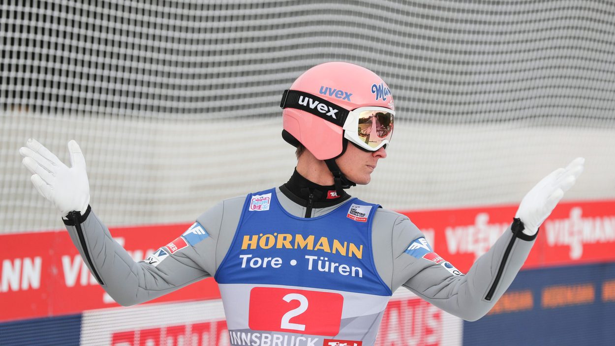 INNSBRUCK,AUSTRIA,03.JAN.21 - NORDIC SKIING, SKI JUMPING - FIS World Cup, Four Hills Tournament, large hill. Image shows the disappointment of Daniel Huber (AUT).