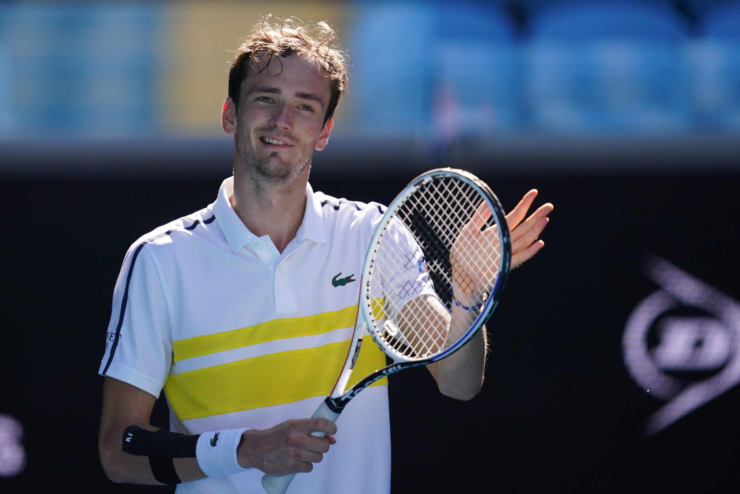 MELBOURNE,AUSTRALIA,09.FEB.21 - TENNIS - ATP World Tour, Grand Slam, Australian Open. Image shows the rejoicing of Daniil Medvedev (RUS).