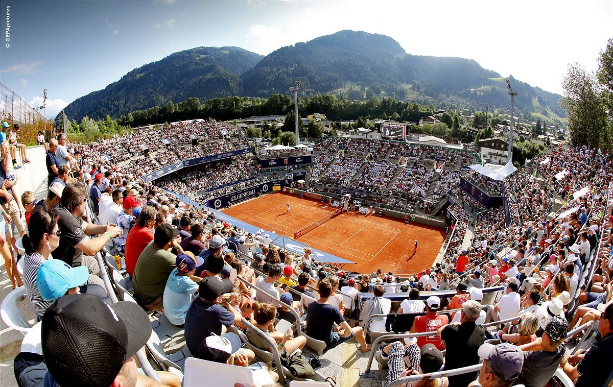 KITZBUEHEL, AUSTRIA, 01. AUG. 2019 - TENNIS - ATP World Tour, Generali Open. Image shows Center Court.