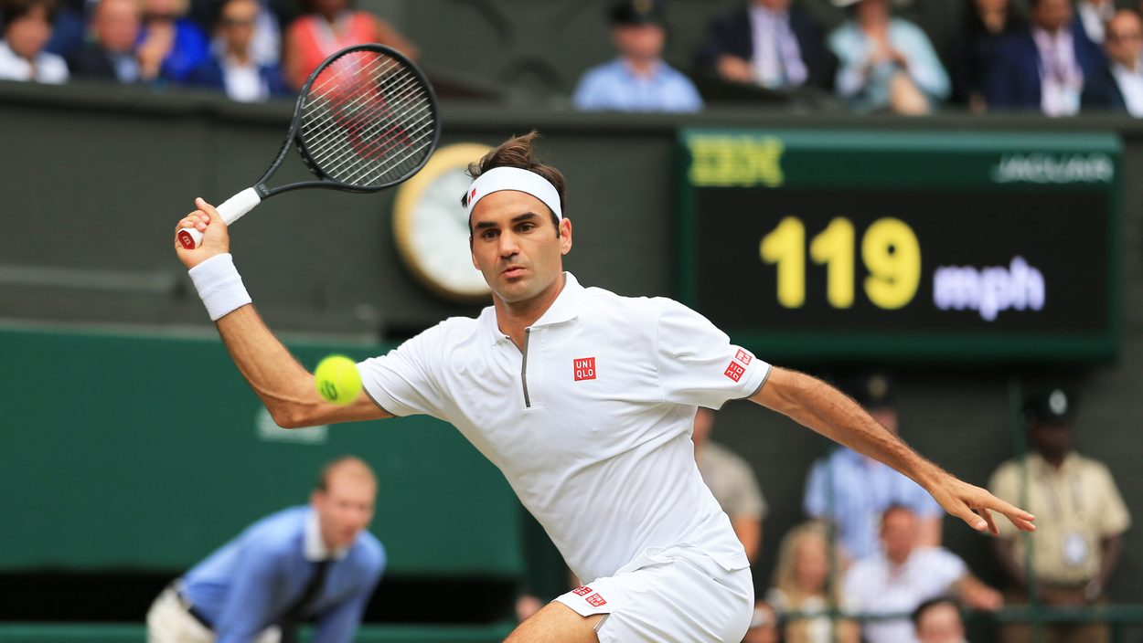 LONDON,ENGLAND,14.JUL.19 - TENNIS - ATP World Tour, Wimbledon, Grand Slam, final. Image shows Roger Federer (SUI).