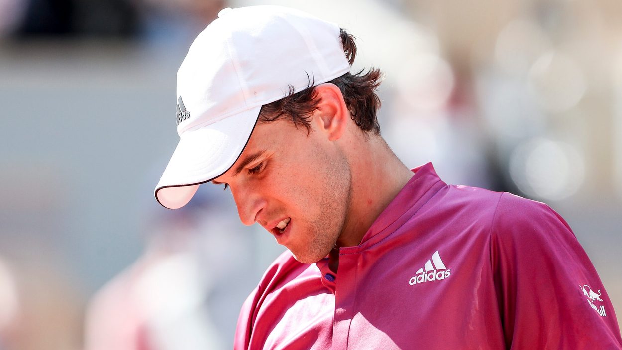 PARIS,FRANCE,30.MAY.21 - TENNIS - ATP World Tour, French Open, Roland Garros, Grand Slam. Image shows the disappointment of Dominic Thiem (AUT).