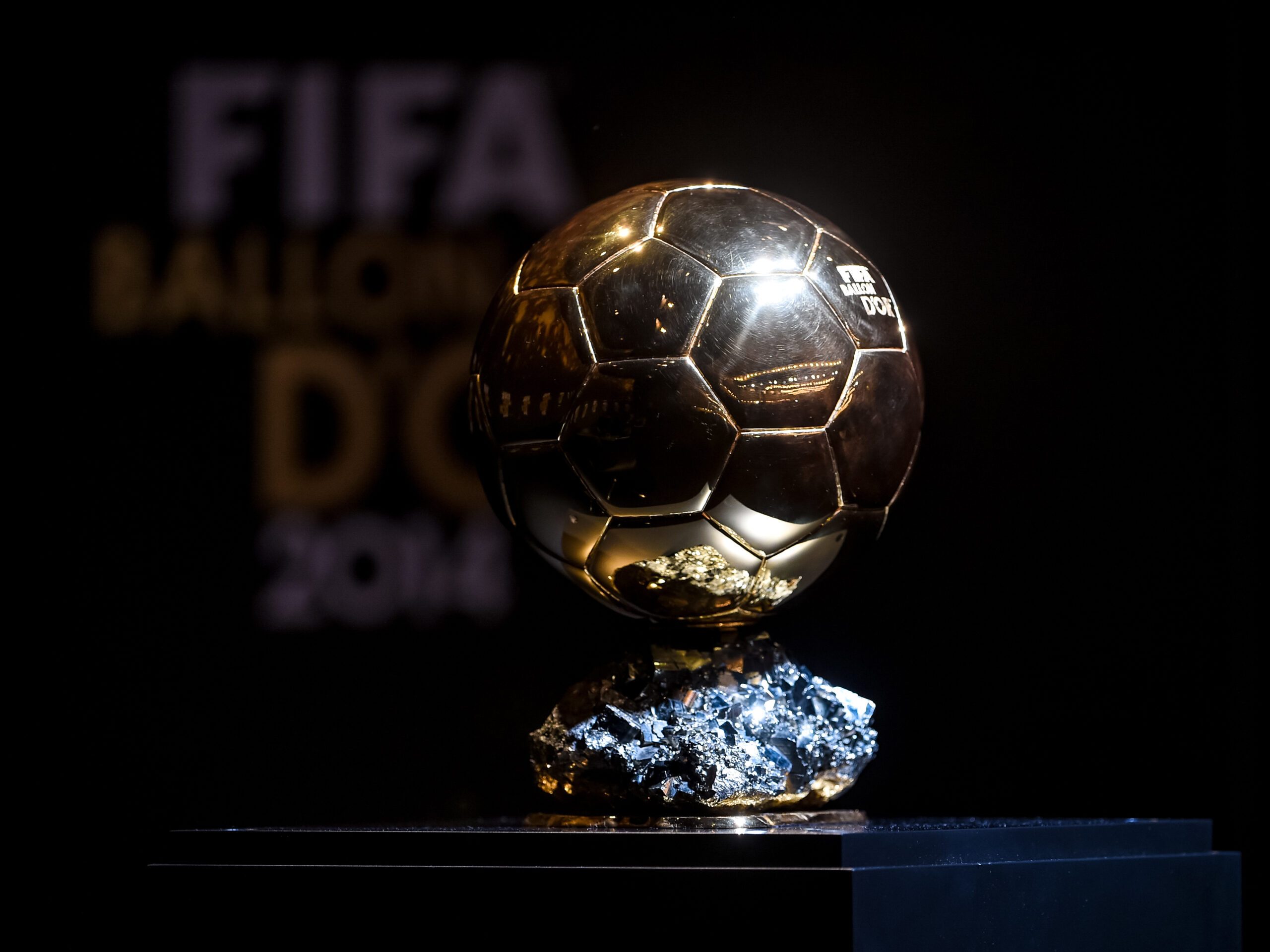 ZURICH,SWITZERLAND,12.JAN.15 - SOCCER - FIFA World Player Gala, Ballon d Or 2014. Image shows the trophy for the FIFA Ballon d Or 2014.