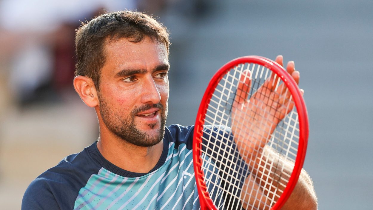 PARIS,FRANCE,31.MAY.21 - TENNIS - ATP World Tour, French Open, Roland Garros, Grand Slam. Image shows the rejoicing of Marin Cilic (CRO).