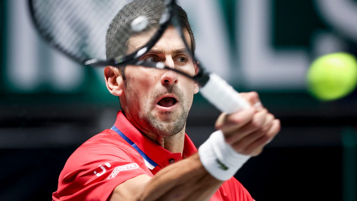 INNSBRUCK,AUSTRIA,27.NOV.21 - TENNIS - ITF Davis Cup Finals 2021, France vs Great Britain. Image shows Novak Djokovic (SRB).