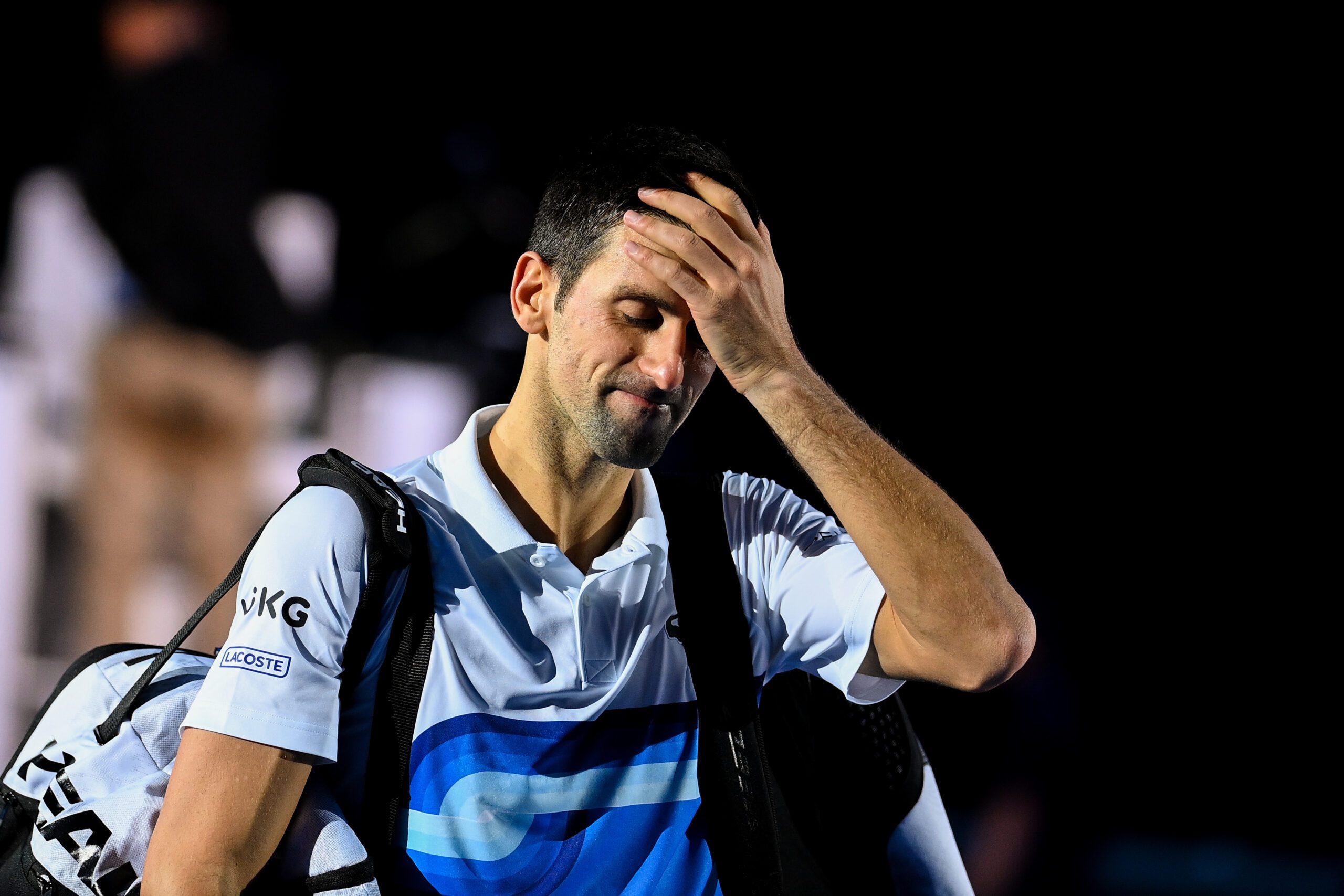 TURIN,ITALY,20.NOV.21 - TENNIS - ATP Finals. Image shows the disappointment of Novak Djokovic (SRB).
