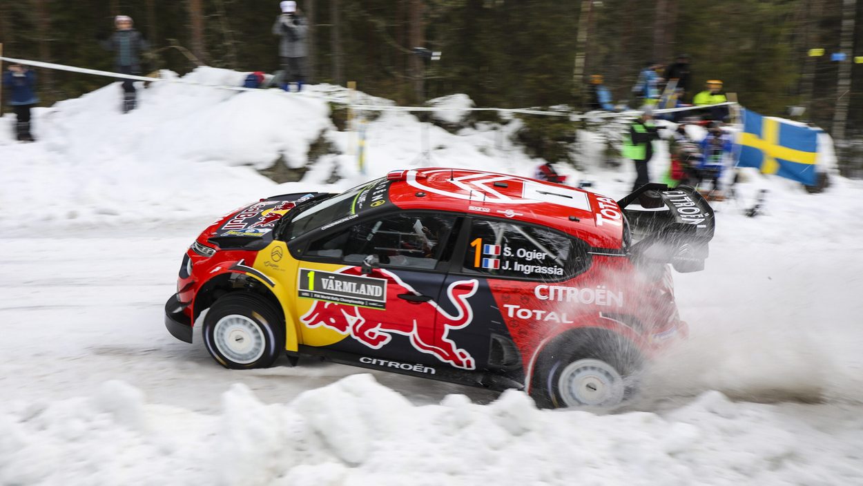 KARLSTAD,SWEDEN,15.FEB.19 - MOTORSPORTS, RALLY - WRC, Rally Sweden. Image shows Sebastien Ogier and Julien Ingrassia (FRA/ Citroen).